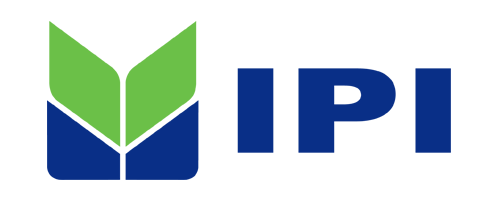 IPI Cebu Logo for International Pharmaceutical Industries featuring the blue acronym IPI next to a stylized icon of two upward-pointing green leaves or sprouts on a blue base