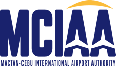 MCIAA Logo for MCIAA, Mactan-Cebu International Airport Authority. The blue abbreviation features stylized airport planes within the letter 'A's and is topped with a yellow, arching graphic